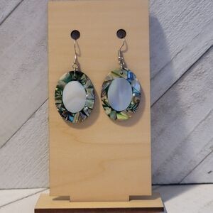 Abalone & Mother of Pearl Oval Dangle Earrings